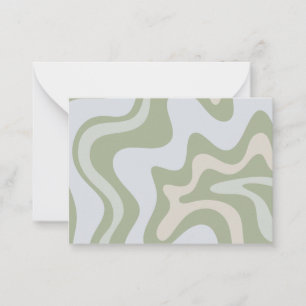 Carte De Correspondance Motif Abstrait Retro Liquid Swirl dans Sage Green