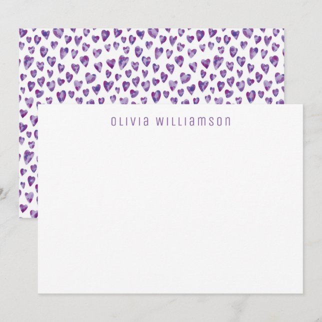 Carte De Correspondance Motif Cœur Amour nom personnalisé (Devant / Derrière)