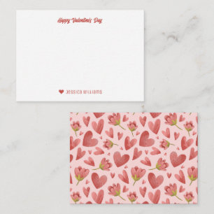 Carte De Correspondance Motif de cœur floral aquarelle pour la Saint-Valen