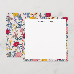 Carte De Correspondance Motif de fleurs colorées et vives
