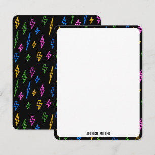 Carte De Correspondance Motif de foudre Retro Neon des années 80
