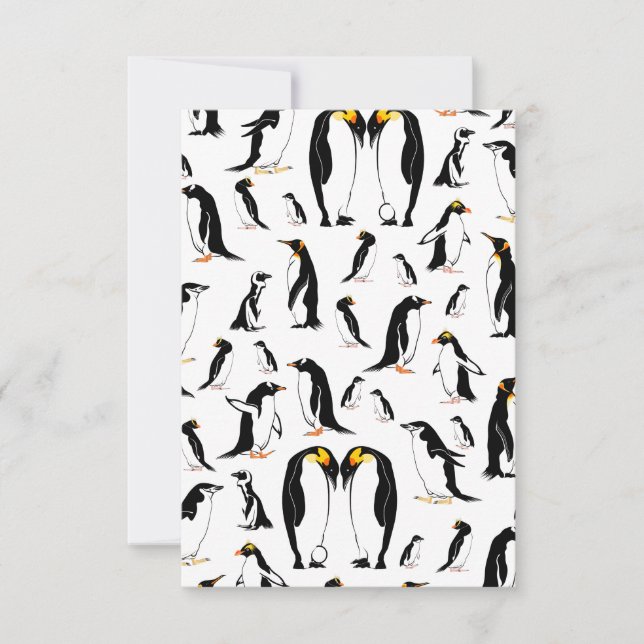 Carte De Correspondance Motif de pingouin noir et blanc (Devant)