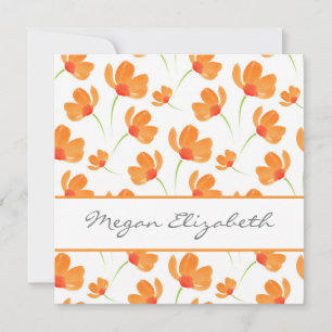 Carte De Correspondance Motif de Poppies d'aquarelle orange
