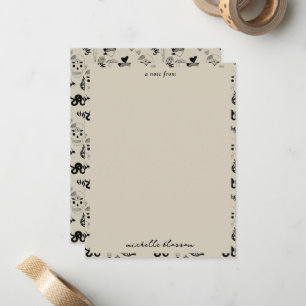 Carte De Correspondance Motif de tatouage dessiné à la main noir et beige