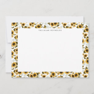 Carte De Correspondance Motif de tournesol Boho