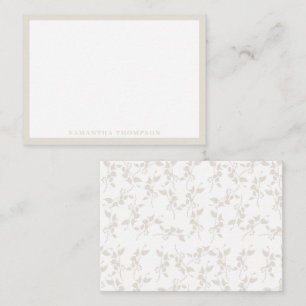 Carte De Correspondance Motif décoratif en feuille beige botanique