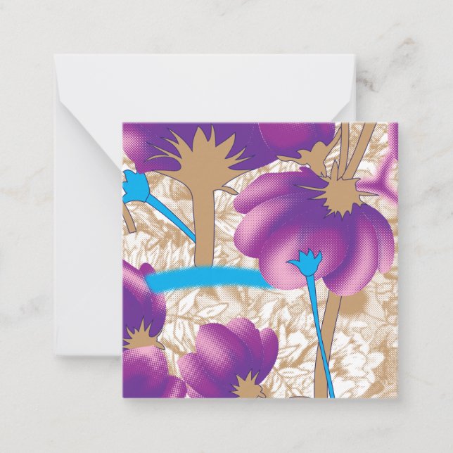 Carte De Correspondance Motif floral vif avec violet et bleu f (Devant)