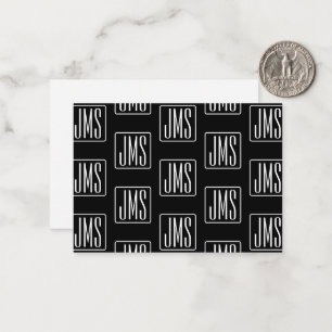 Carte De Correspondance Motif monogramme moderne   Noir & Blanc