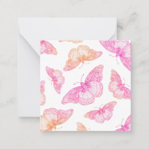 Carte De Correspondance Motif papillon rose orange