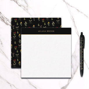 Carte De Correspondance Motif vintage Fleur sauvage Flower Nom or