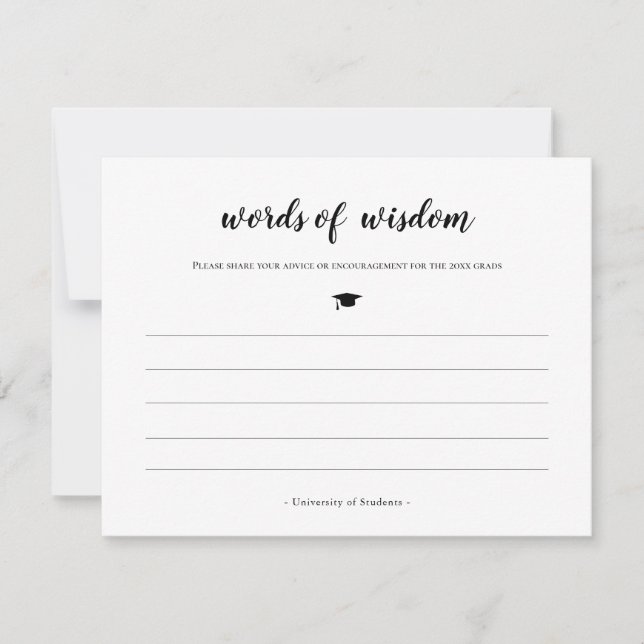 Carte De Correspondance Mots conseils de sagesse pour les diplômés / étudi (Devant)