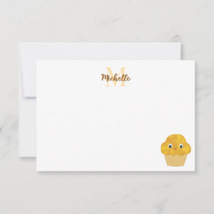 Carte De Correspondance Muffin de maïs Dessin mignon Monogramme Personnali