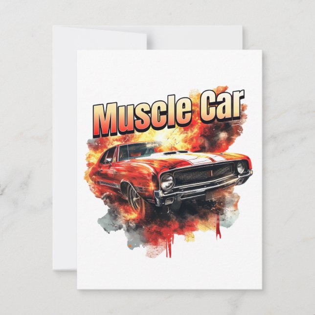 Carte De Correspondance Muscle Car en feu (Devant)
