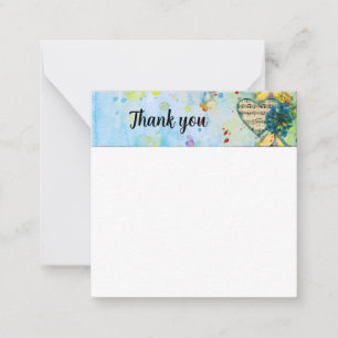 Carte De Correspondance Musical Whimsical Peint Heart Merci