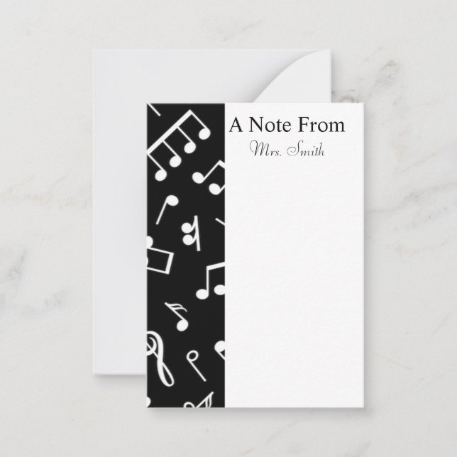 Carte De Correspondance Musique noire et blanche Note musicienne (Devant)