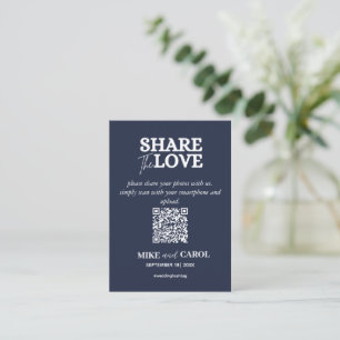 Carte De Correspondance Navy Blue Share The Love Photo Qr Code Mariage