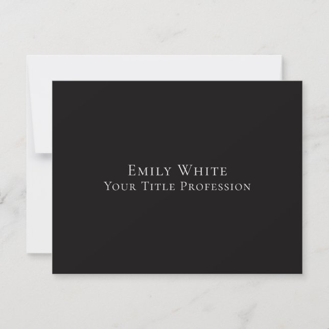 Carte De Correspondance Night Black Plain Elegant Professional Modern (Devant)