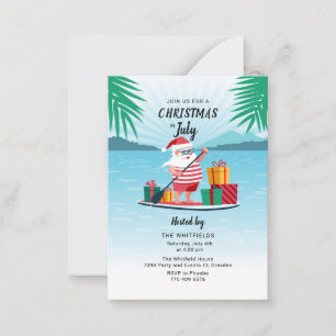 Carte De Correspondance Noël en juillet Summer BBQ Beach Party