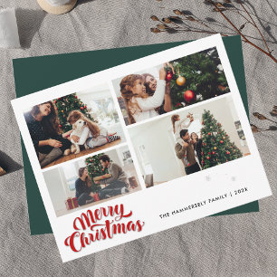 Carte De Correspondance Noël Famille 4 Photos Festive