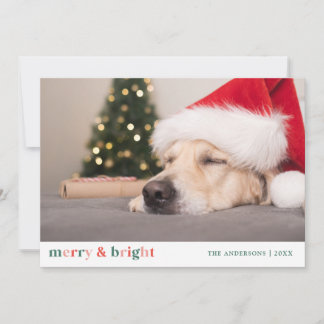 Carte De Correspondance Noël Joyeux et rose vif photo verte
