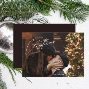 Carte De Correspondance Noël Moderne Tendance    Photo de Couple Romantiqu