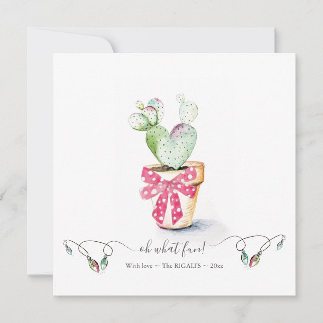 Carte De Correspondance Noël unique Red & Green Cute Cactus (Devant)