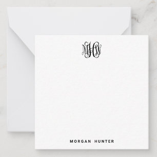 Carte De Correspondance Noir 3 Initial Monogramme de Vigne Script DIY BG
