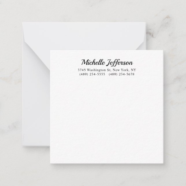 Carte De Correspondance Noir & blanc minimaliste Plain moderne (Devant)