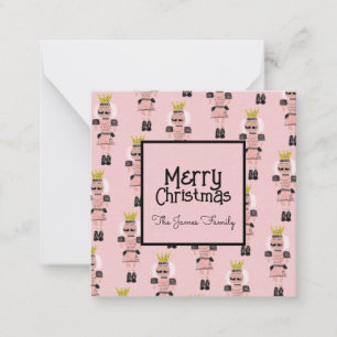 Carte De Correspondance Noisette de Noël main tiré Soldat rose
