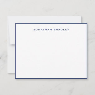 Carte De Correspondance Nom complet en majuscules avec bordure bleu marine