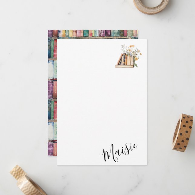 Carte De Correspondance Nom customisé du ver de livre (Devant/Arrière en situation)