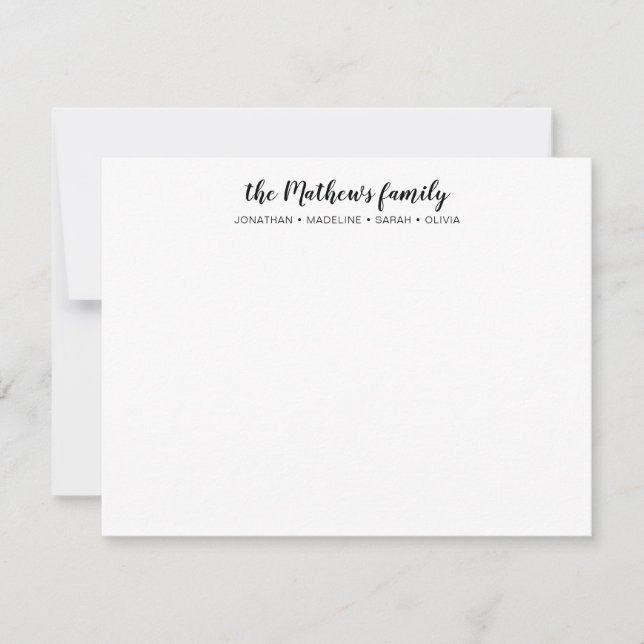 Carte De Correspondance Nom de famille de script élégant (Devant)
