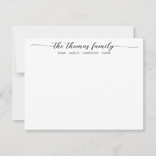 Carte De Correspondance Nom de famille élégant Noir Script Police Calligra