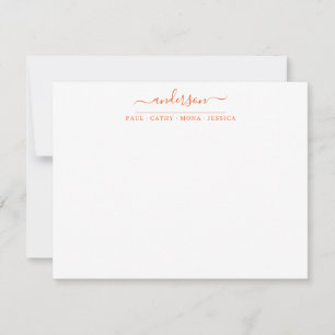 Carte De Correspondance Nom de famille élégant Nom de famille Orange Scrip