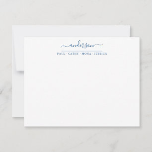 Carte De Correspondance Nom de famille Marine Blue Script Calligraphie