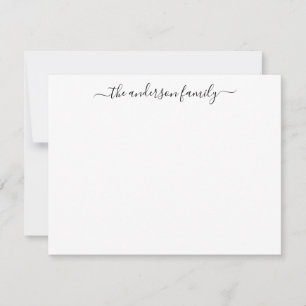 Carte De Correspondance Nom de famille moderne Noir Script Calligraphie
