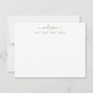 Carte De Correspondance Nom de famille Moss Green Script Calligraphie