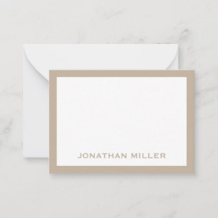 Carte De Correspondance Nom de la typographie en beige blanc simple