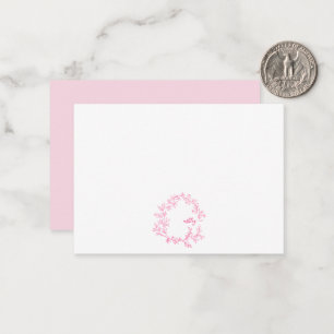 Carte De Correspondance Nom de monogramme de script minimaliste Note rose 