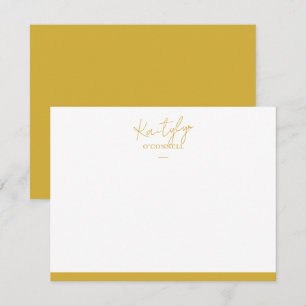 Carte De Correspondance Nom de script Gold avec conception de bordure