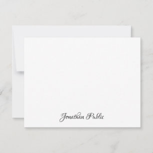 Carte De Correspondance Nom de script manuel élégant Texte minimaliste pla