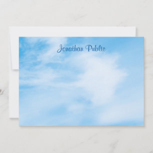 Carte De Correspondance Nom de script manuscrit tendance Blue Sky Clouds