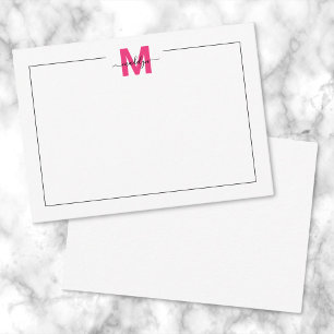 Carte De Correspondance Nom de script monogrammé Black Pink