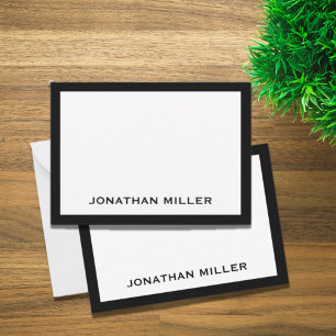 Carte De Correspondance Nom de typographie noir blanc simple