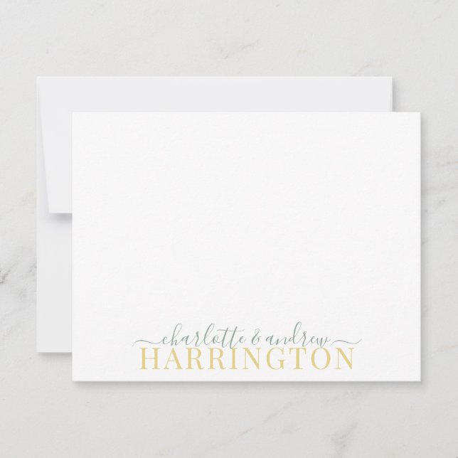 Carte De Correspondance Nom du couple Mariage Monogram Pastel Green Mustar (Devant)