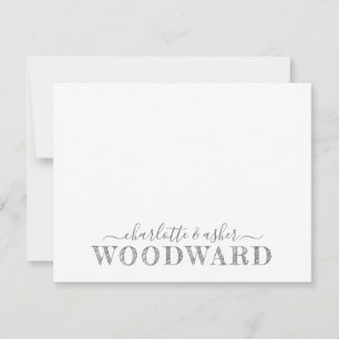 Carte De Correspondance Nom du couple Mariage Monogramme Art Déco Typograp
