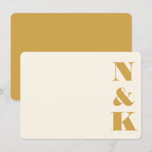 Carte De Correspondance Nom du Mariage de crème jaune monogramme minimalis
