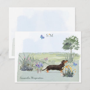 Carte De Correspondance Nom du monogramme de papillon de chien de chien no