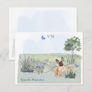 Carte De Correspondance Nom du monogramme de papillon de chien taureau fra