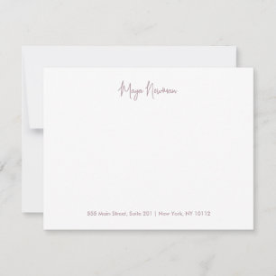 CARTE DE CORRESPONDANCE NOM DU MONOGRAMME DE SIGNATURE ROSE MAUVE